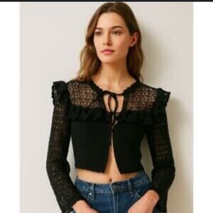 Zara Black Lace Knit Cardigan